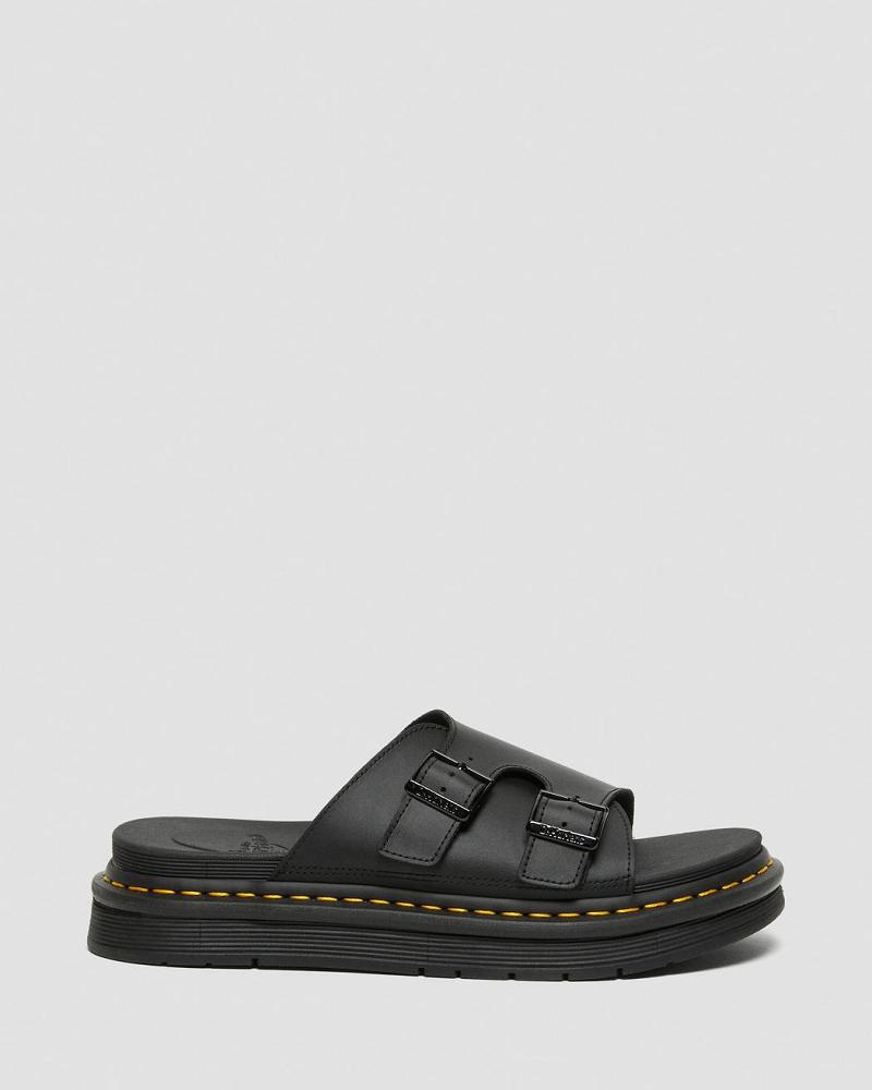 Men's Dr Martens Dax Men's Leather Sandals Black | AU 629ILH